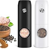 Electric Salt and Pepper Grinder Set-Rechargeable Automatic Pepper Mill Grinder with LED Home Gifts for Women, USB Adjustable Coarseness shakers, One-Hand Operation for Kitchen Appliances