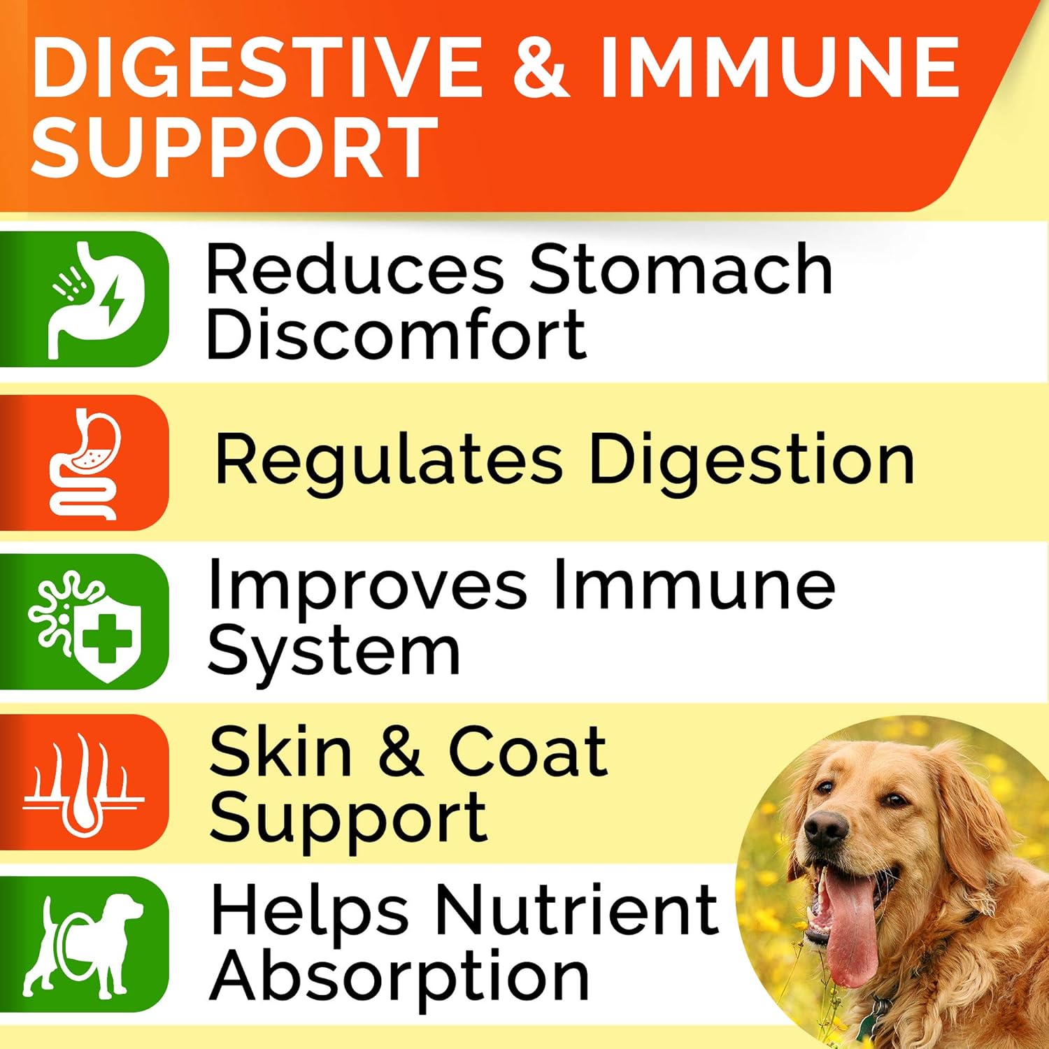 Dog Probiotics Treats for Picky Eaters - Digestive Enzymes + Prebiotics - Chewable Fiber Supplement - Allergy, Diarrhea, Gas, Constipation, Upset Stomach Relief - Improve Digestion, Immunity : Pet Supplies