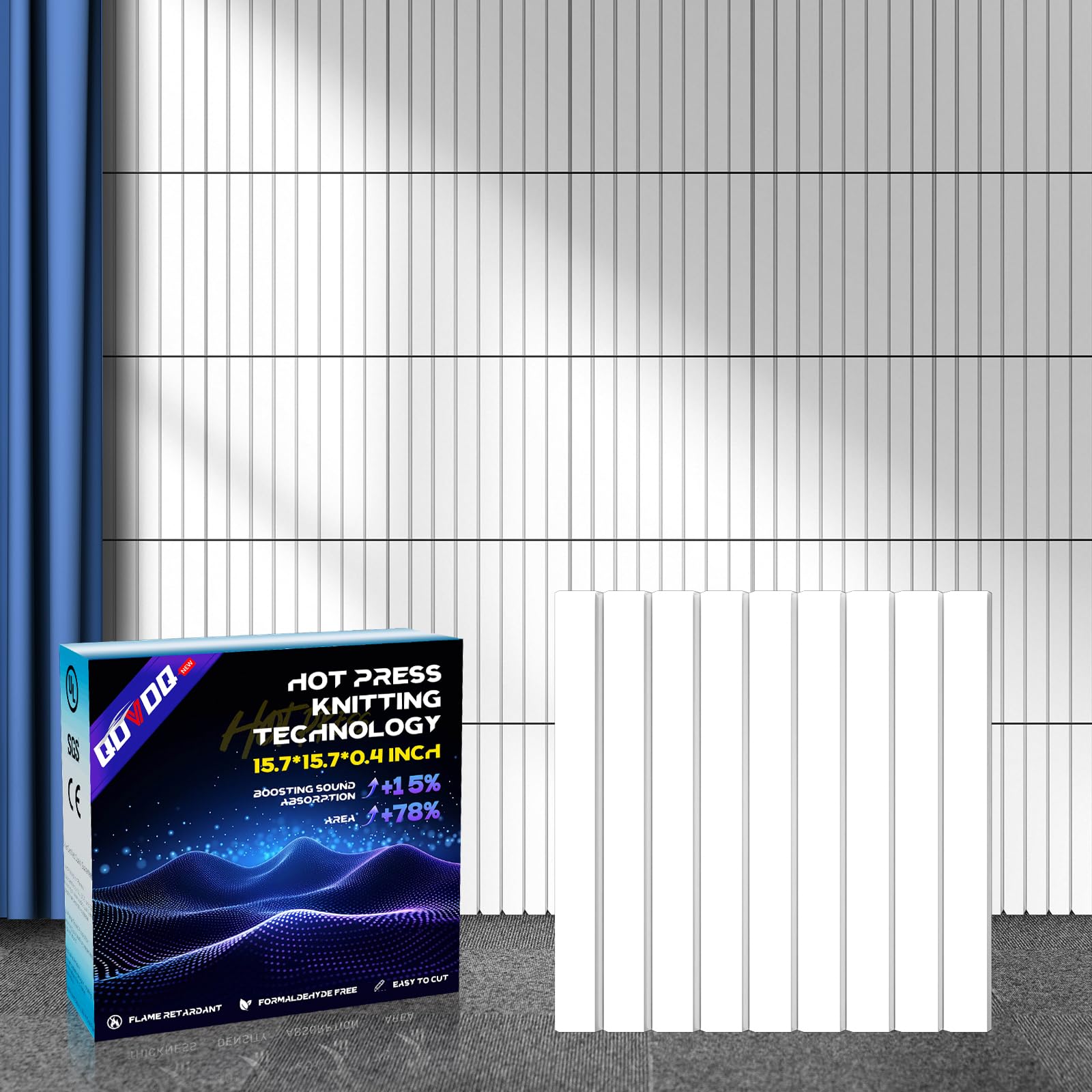 Photo 1 of 10Pack Large Self-Adhesive Soundproof Wall Panels, 15.7 x 15.7 x 0.4in Sound Proof Foam Panels for Walls, 0.9lb/ft³ High Density,Acoustic Panels, Sound Dampening Panels White