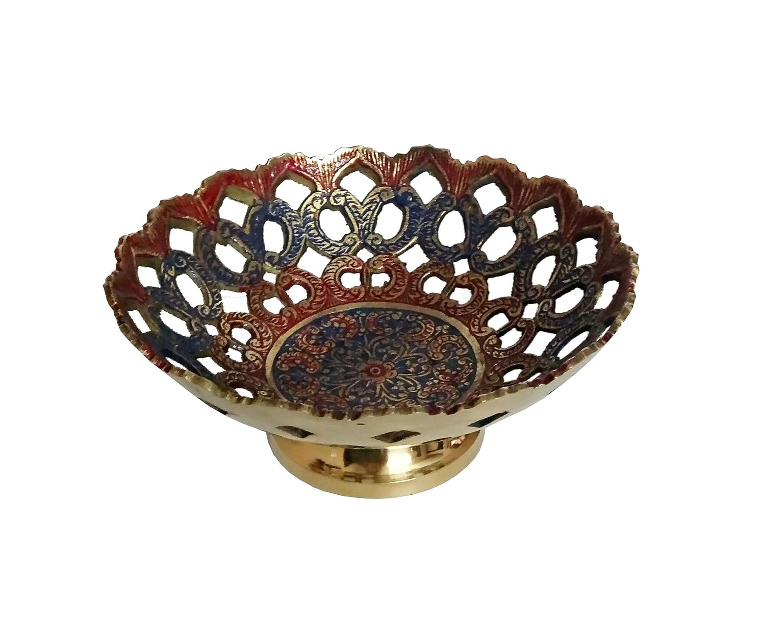 Buy Mozo Hub Brass Navy Blue Fruit Decorative Bowl 15 Cm Online At Low Prices In India Amazon In