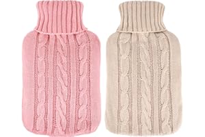 2 Pieces Hot Water Bottle Cover Soft Cover Only Knitted Hot Water Bottle Sweater for Winter Compress and Cold Therapy, Menstr
