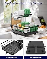 Kitsure Dish Drainer Rack Stainless Steel 2-Tier Counter Organizer 39.3x30.4 cm view 3
