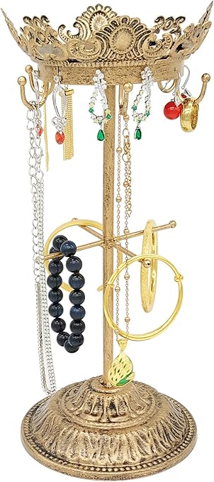 Rings Tray Freestanding Tabletop with Dish Bracelets Storage Holder Stand Tower Tree Black Necklaces Organizer OwlGift 3 Tier Capacity Jewelry Display 48 Holes Earring Hanger
