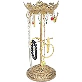 Metal Jewelry Organizer Tower Necklace Tree Bracelet Display Stand w/Hairclip Holder w/Organizer Tree (Bronze)
