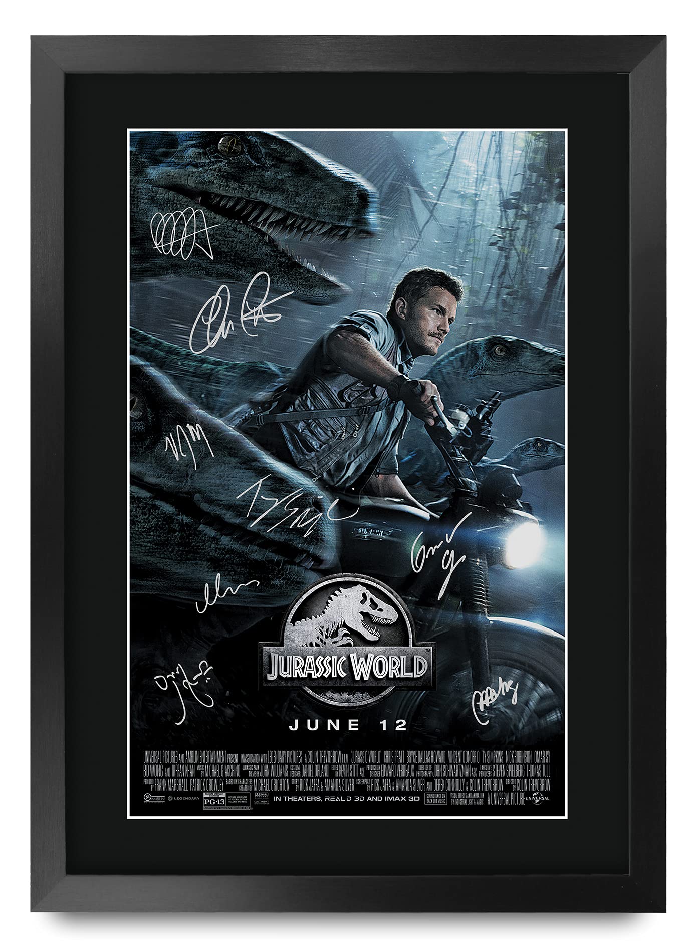 HWC Trading FR A3 Jurassic World Chris Pratt Gifts Printed Poster Signed Autograph Picture for Movie Memorabilia Fans - A3 Framed — image 1