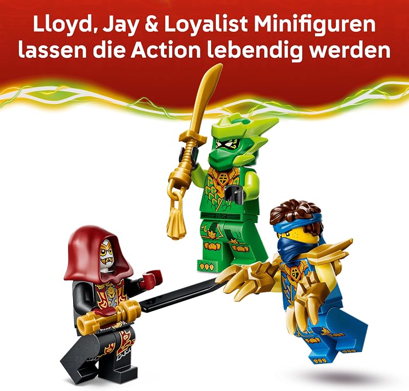 NINJAGO Lloyds Drachen-Mech Battle Set - Ninja Spielset mit Actionfigur, 3 Minifiguren und Katanas - Kinderzimmer Deko - Geschenkidee für Jungen ab 6 Jahren und Dragons Rising Fans - 71862