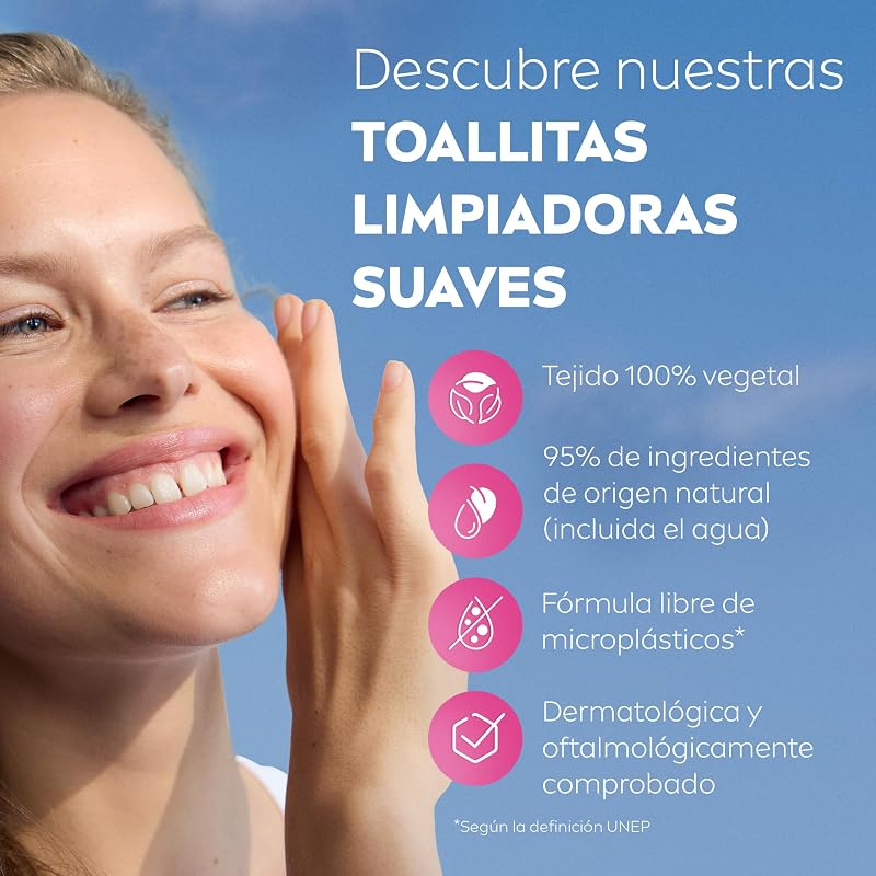 Toallitas Desmaquilladoras 3-en-1 Suaves - Toallitas Húmedas - Limpia Suave y Eficazmente - Elimina Maquillaje Waterproof - Para Rostro, Ojos y Labios - Piel Seca y Sensible - 25 unidades