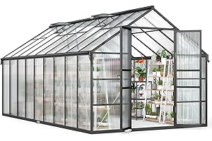 Jocoevol 10x18FT Greenhouse for Outdoors, Galvanized Steel Frame Winter Green House w/Adjustable Roof Vent, Lockable Door Handle &DrainageSystem, Walk-in Greenhouses for Outside Garden Backyard