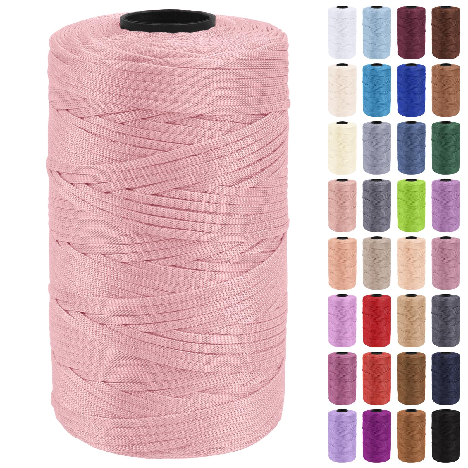 Uiopa Macrame Cord 3mm x 200m Polypropylene Flat Macrame String Crochet Yarn for Handbags, Shopping Bags, Sun Hats, Shoes, Carpets, DIY Crafts, Decorative Projects