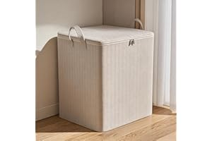 Large Blanket Storage Containers with Zipper,Grey Clothes Storage Bags–Heavy Duty Closet Organizers for Bedding, Comforters, 