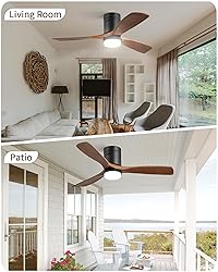 CACI Mall 52" Ceiling Fan with Lights, Flush Mount