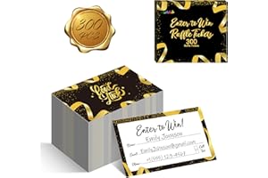 GETHELUD 300 PCS Raffle Tickets, Enter to Luck Entry Form Cards with Space for Name, Email Address, Phone Number for Contest, Raffles, Ballot Box, 50/50, Auction (3.5” x 2”, Black)
