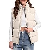 WHN Women's Puffer Vest Outerwear Lightweight Winter Warm Zip Up Stand Collar Sleeveless Padded Jacket with Pockets S-XL