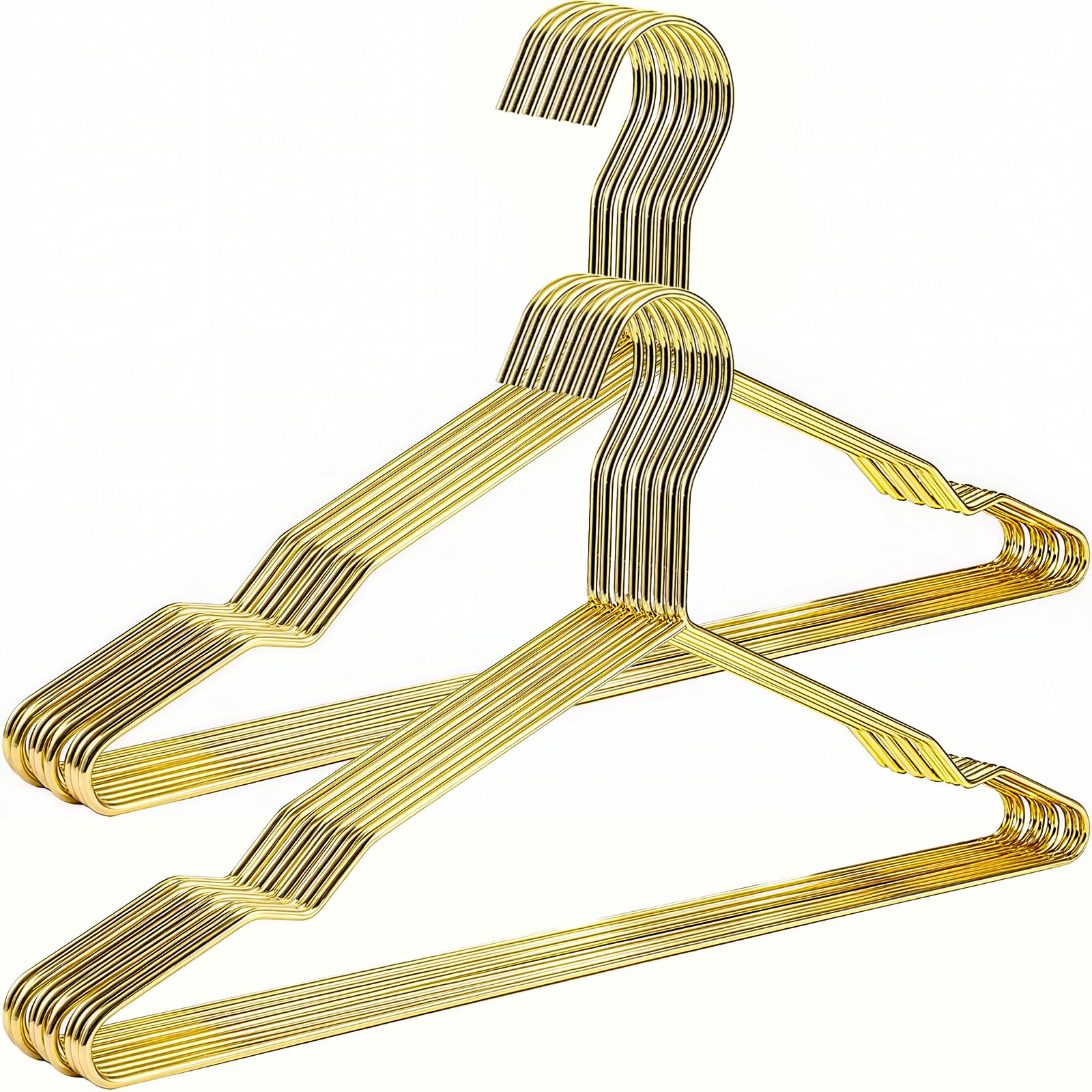 Qualsen Coat Hangers Metal Hangers for Clothes, Adult Clothes Hangers Space Savers, 20 Pack 42cm Gold Heavy Duty Hangers for Blouse Dress Shirt Jacket Trousers