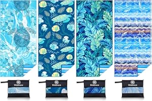 WIDDONEN 4 Pack Microfiber Lightweight Beach Towel Sand Free Quick Dry Absorbent Thin Compact Towels for Swimming Pool Camping Beach Accessories Large Easy Pack Travel Things for Vacation Essentials Gift