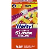 Hefty Slider Storage Bags, Gallon Size, 66ct | Bulk Pack, Gallon Storage Bags for Food, Snacks, Toiletries, and More, Writable Label, Stand and Fill, Secure Slider Closure