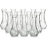 Glass Bud Vase Set of 12 - Hewory Small Vases for Flowers, Clear Bud Vases in Bulk, Cute Glass Vases for Centerpieces, Mini Floral Vase for Wedding, Events, Home Decor, Table Centerpiece