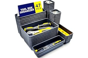 Vexercisehoop Tool Box Organizer, Tool Drawer Organizer Tray Divider, Toolbox Organization, Garage Tool Organizers and Storage, Tool Box Accessories for Rolling Tool Chest Cabinet (47PCS)