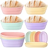 Honeydak 4 Pcs Silicone Bread Proofing Baskets Oval Banneton Basket 10 Inch Collapsible Sourdough Bread Baking Supplies Non-stick Dough Proofing Bowls Containers Oven Safe for Breads Making