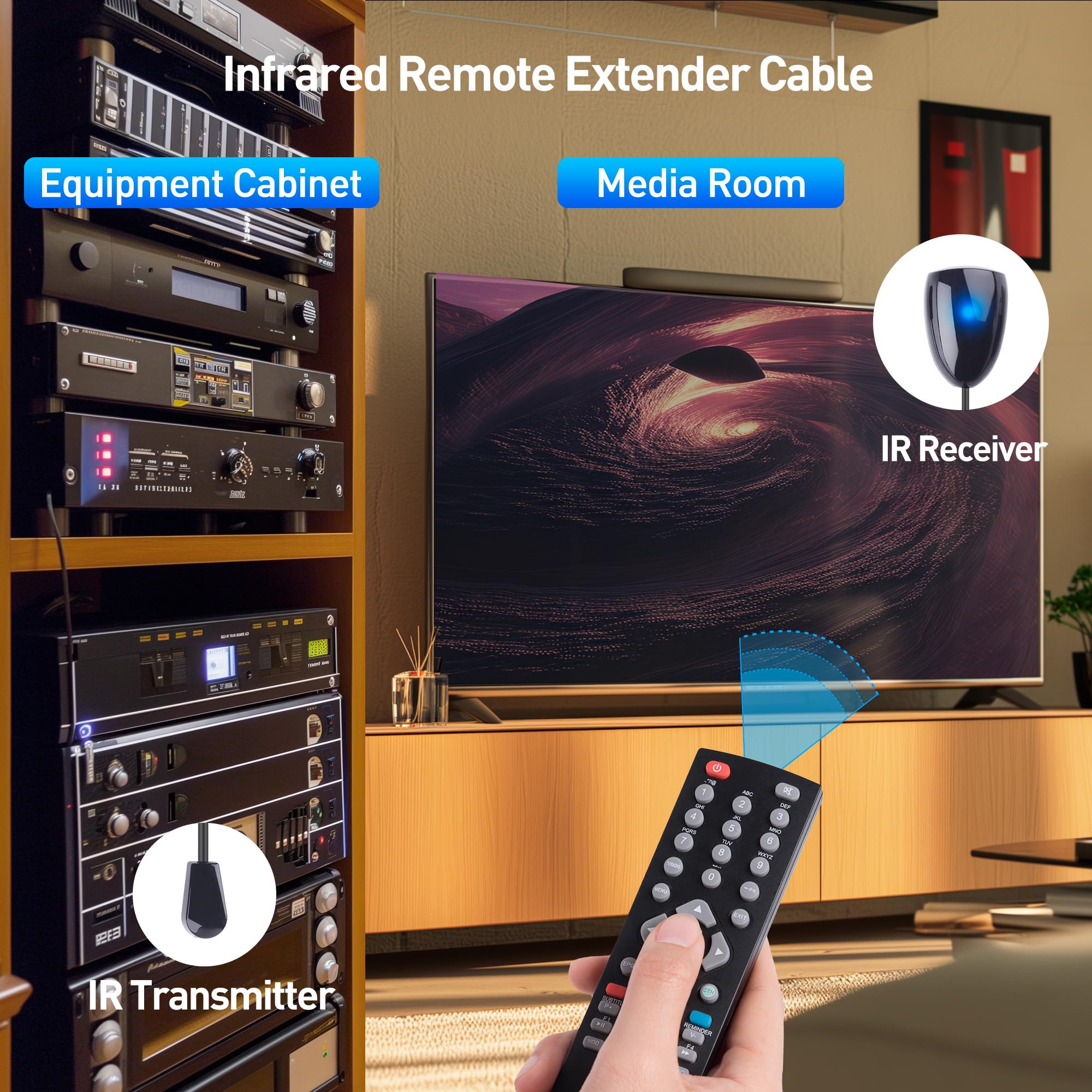 Cable Matters Infrared Remote Extender Cable - 10ft, IR Repeater Kit Cable, IR Extender, USB Infrared Remote Blaster Cord Up to 15ft Signal Range, NOT Compatible with RF Remote