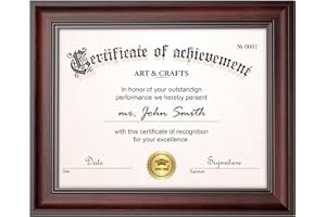 Yaetm Mahogany 8.5x11 Diploma Frame, Document Frame with Shatter-Resistant Tempered Glass, Display 8.5 x 11 inch Certificate, Tabletop & Wall Mount (Single, Mahogany)