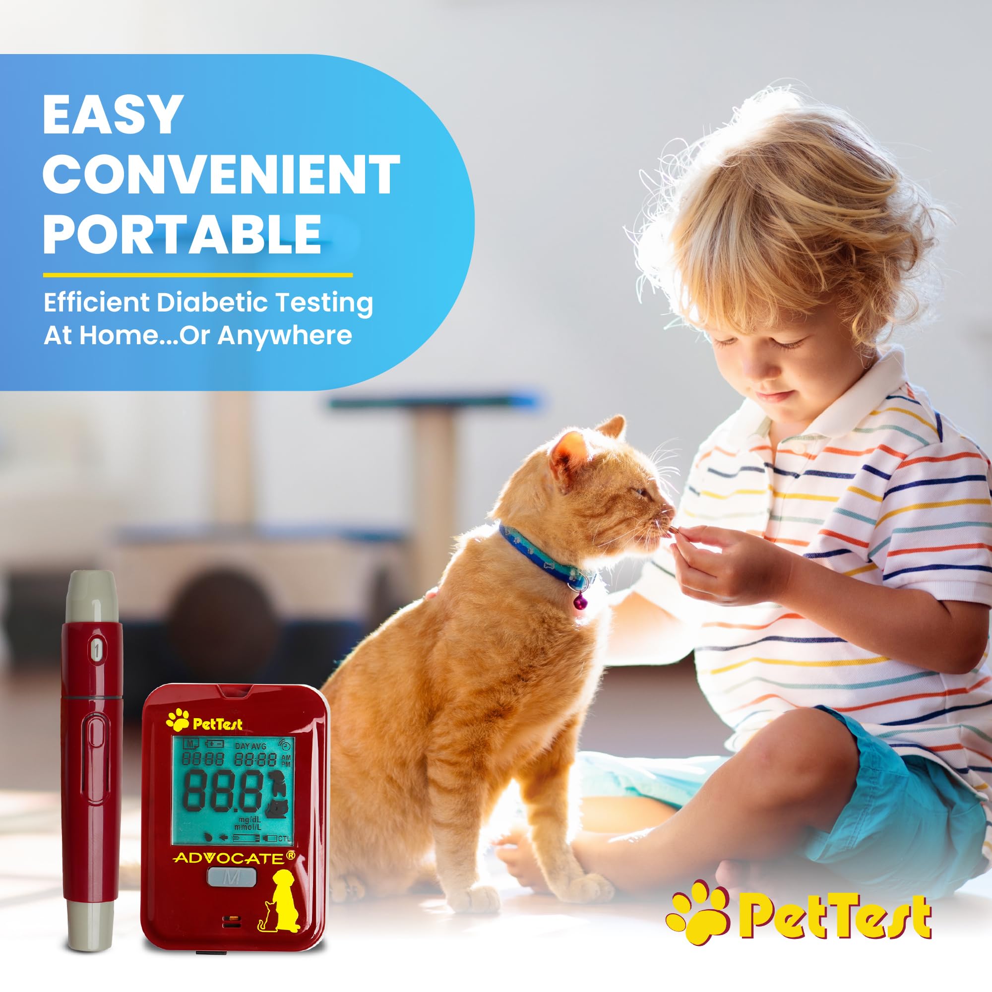PetTest Expert Glucose Monitoring Kit for Dogs & Cats, Diabetic Pet Blood Sugar Check Gear, Includes Classic Meter, 25 Test Strips, Lancing Device, 25 Lancets, Soft Carrying Case, and More