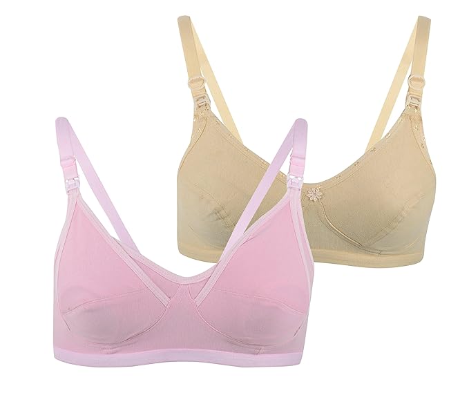 Women's Full Cup Nursing Bra (Pack of 2) (Po2-BR0014_Skin, Pink_38)