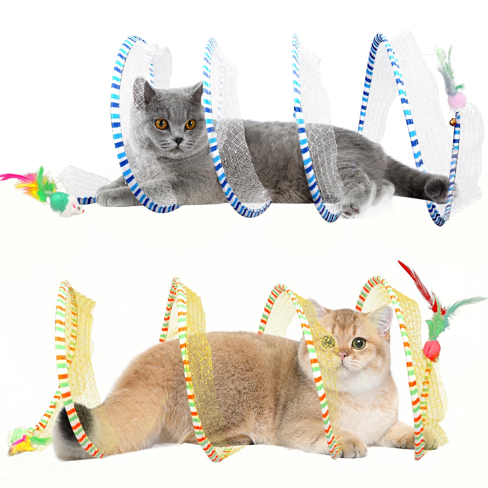 Photo 1 of 2-Pack Large Cat Tunnel Beds - Indoor & Outdoor, Interactive Spring Toys for Cats & Kittens