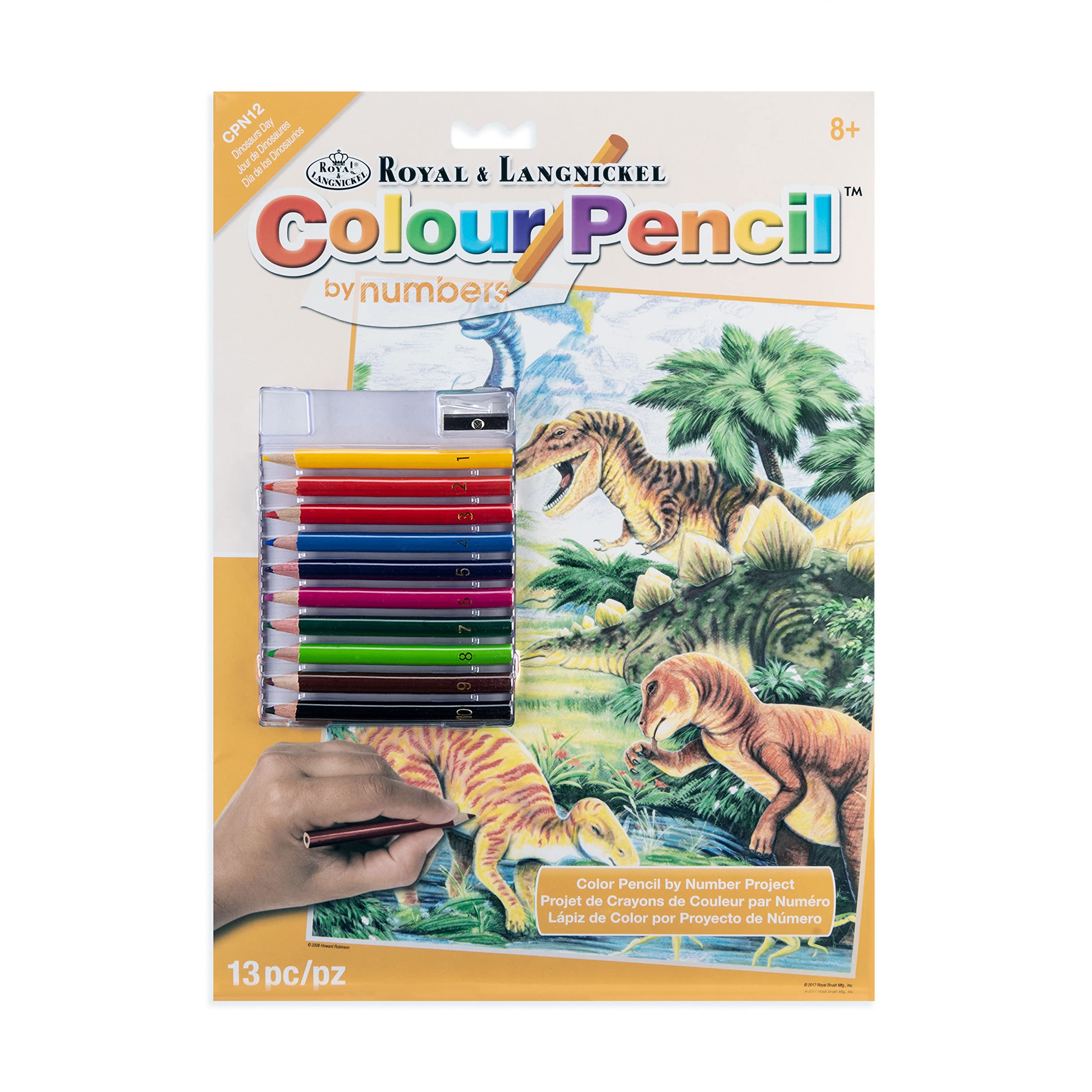 Royal & Langnickel Colour Pencil by Numbers Dinosaurs Day Designed Painting Set