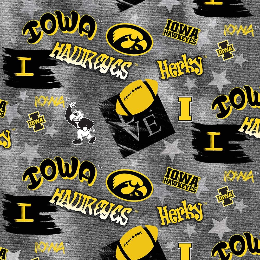 Amazon Com Iowa Hawkeyes Cotton Fabric With Graffiti Print Sold By The Full Yard