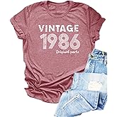 Chulianyouhuo Vintage 1986 T Shirts for Women 40th Birthday Gifts Letter Print Retro Party Tops Casual Short Sleeve Tee