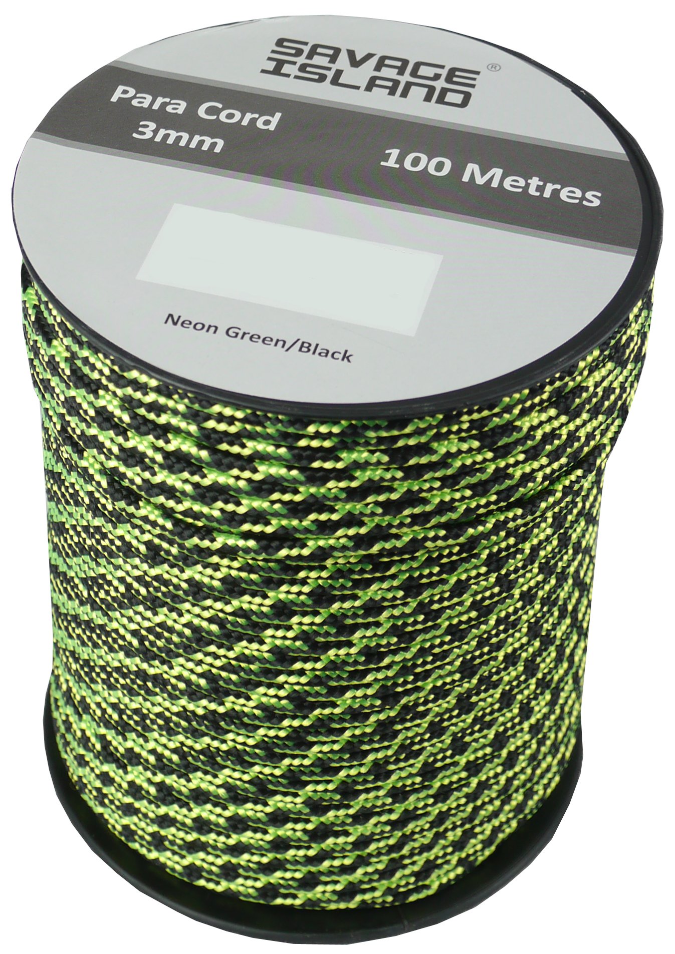 100m Reel Paracord Army Camping for Tent Basha Bivi Shelter Buidling Hammock Gardening Bushcraft in Green, Black, Coyote and Red Colours (Neon Green/Black)