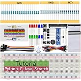 Freenove Basic Starter Kit for Raspberry Pi 5 4 B Zero 2 W (NOT Included) | 5 Sets of Code Python C Java Scratch Processing, 383-Page Detailed Tutorial, 48 Example Projects, 146 Items