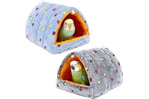 PETKNOWS 2 Pack Bird Nest House, Hanging Hammock Fluffy Parrots Bird Bed for Cage Bird Plush Nest Toy for Parrot Macaw Budgies Eclectus Parakeet Cockatiels Cockatoo Lovebird