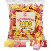 Original Fruit Chews Candy, 2 lb Bulk Pack - Individually Wrapped Assorted Candies for Starburst Fans - Pink, Red, Yellow and Orange Mini Candy for Parties, Buffet, Classroom, Office, Easter