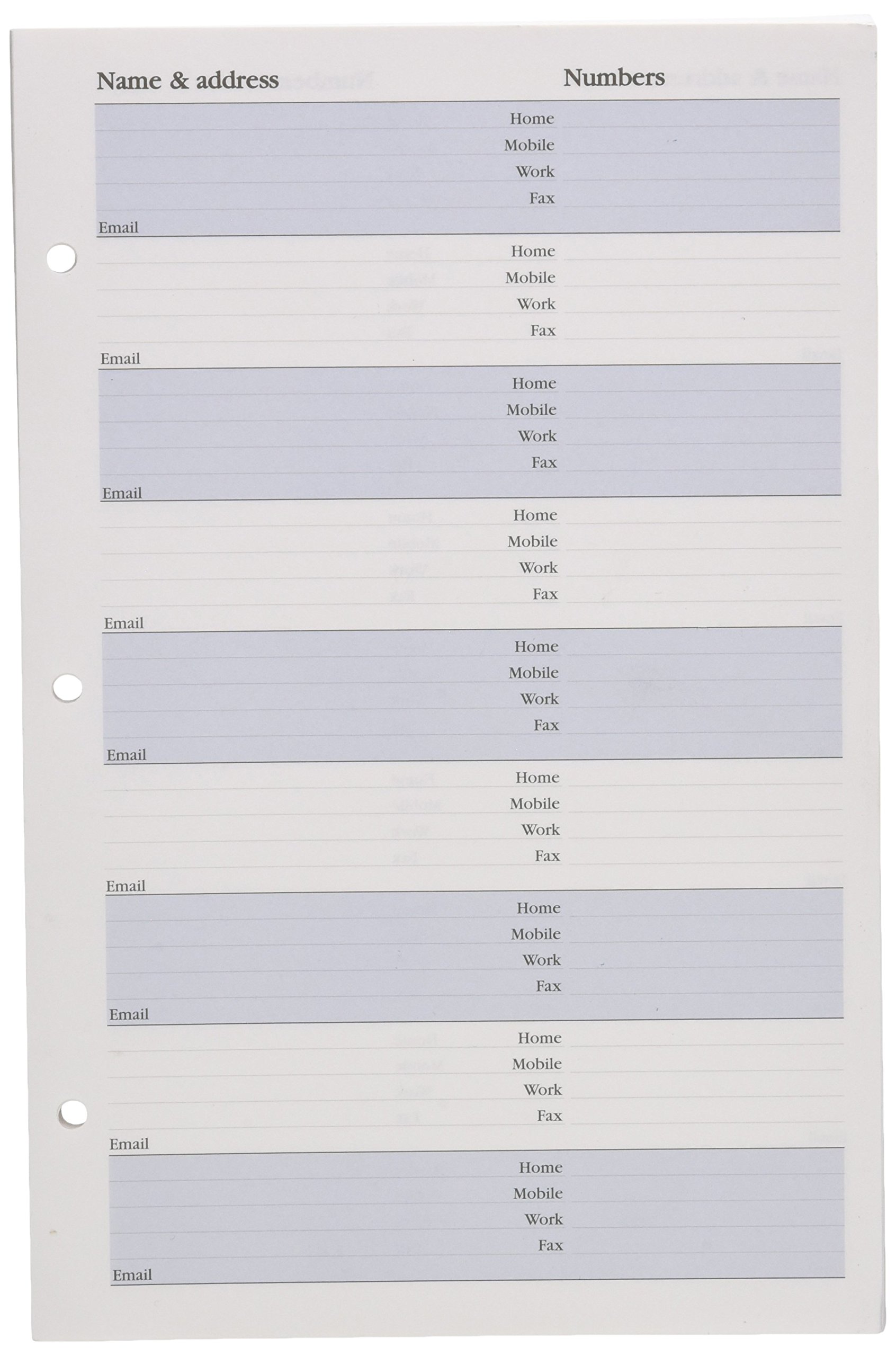 Collins 835R Ring Bound Address Book Refill white