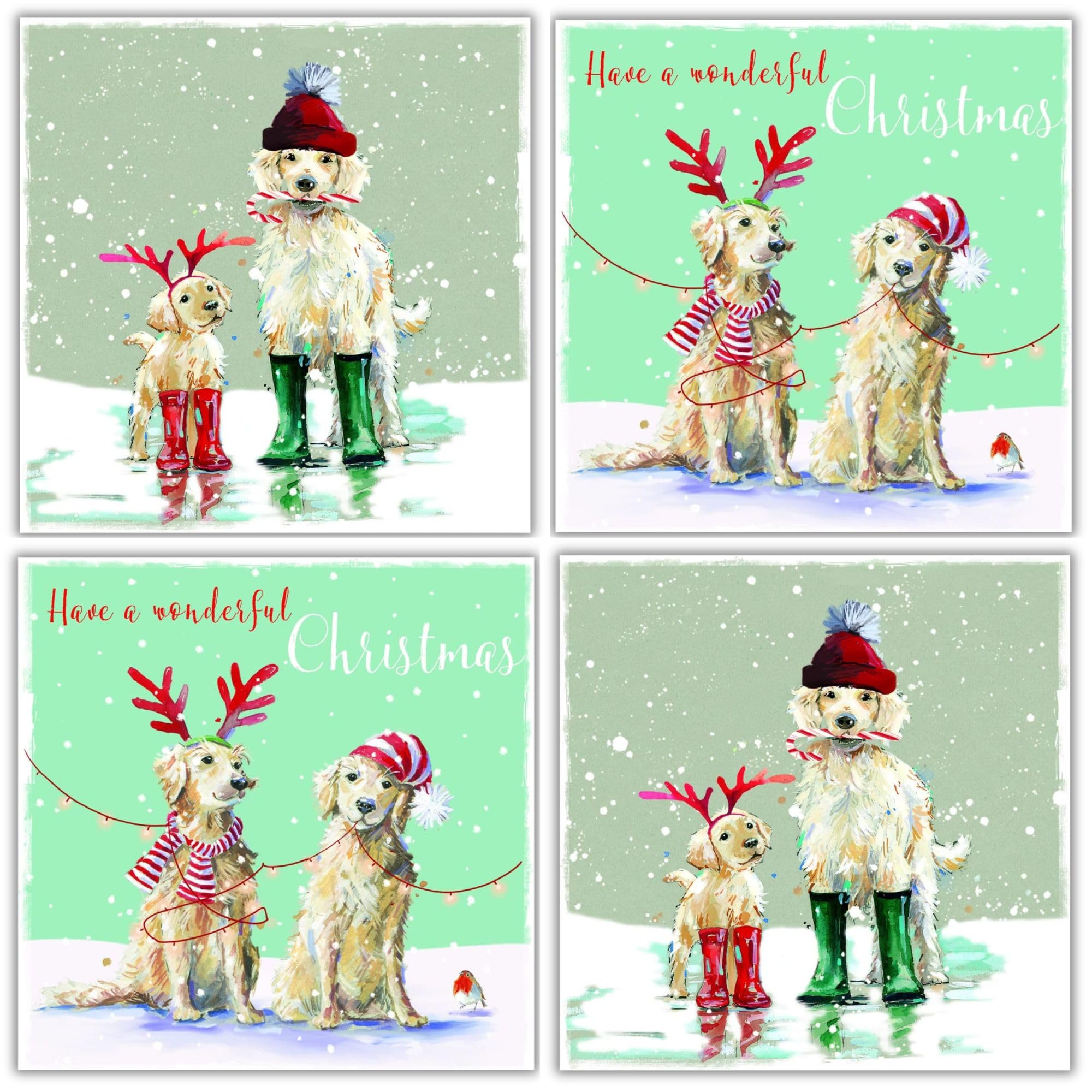 GBCC Charity Christmas Cards Pack of 20 - Festive Dogs in the Snow - Assorted Premium Greeting Cards Multipack with Envelopes - 10 Each of 2 Designs - Supporting UK Charities