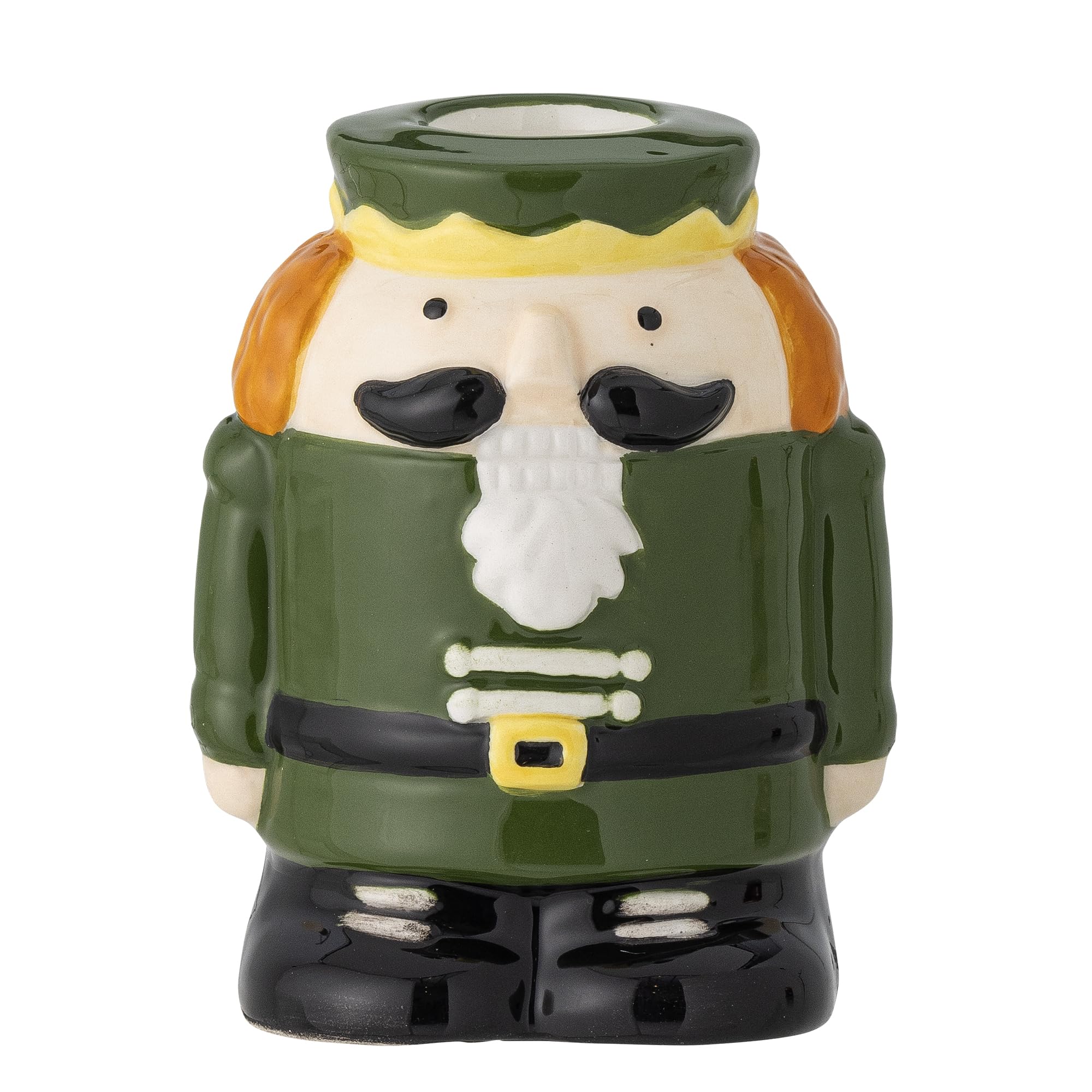 Bloomingville Feast Candle Holder in Shape of a Nutcracker in Green Stoneware, Height: 9 cm