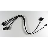 PWM Female to 4 x PWM Male Computer Case Fan Splitter Power Connector Black Sleeved Adapter Cable