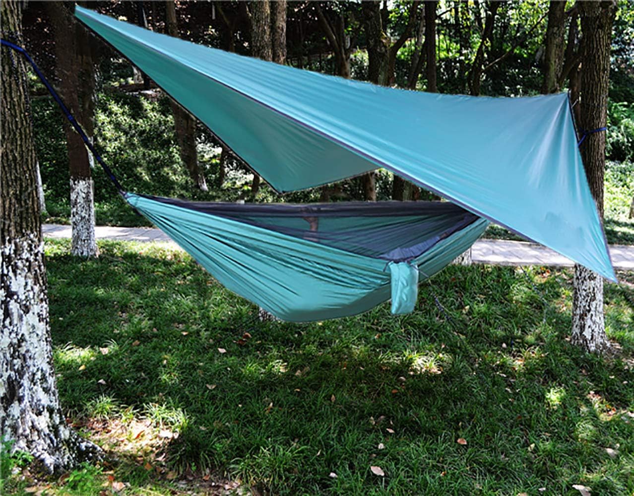 HongXingHai Camping Hammock with Mosquito Net and Rain Fly Outdoor Hammocks Tents for Camping Backpacking Hiking (Dark Green, L): Sports & Outdoors