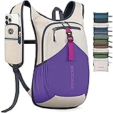 BECOJADDE 15L Small Hiking Backpack for Men Women Foldable Packable Back Pack Ultralight Hiking Daypack for Travel Camping Outdoor, Beige Purple