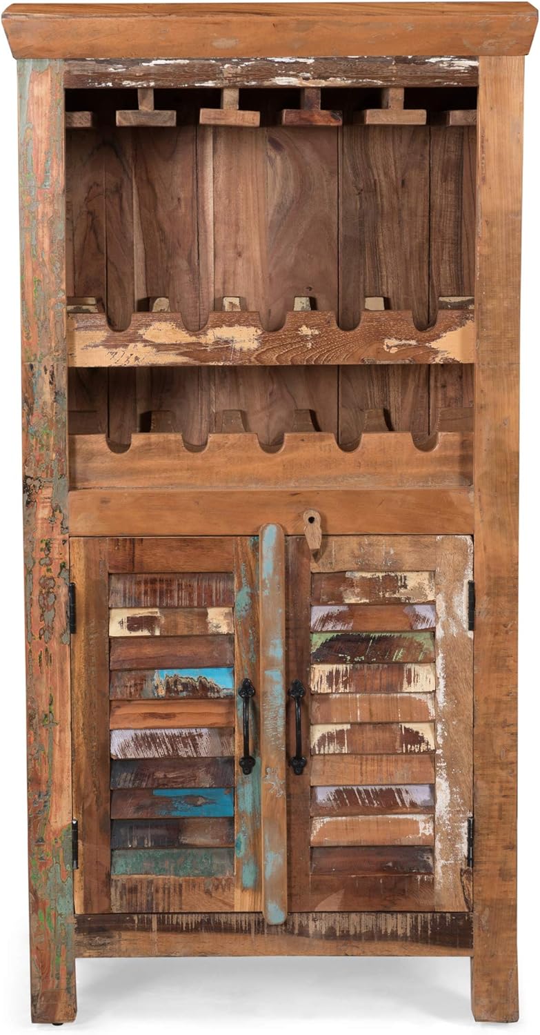 Amazon Com Sandy Wooden Bar Cabinet Distressed Paint Kitchen Dining