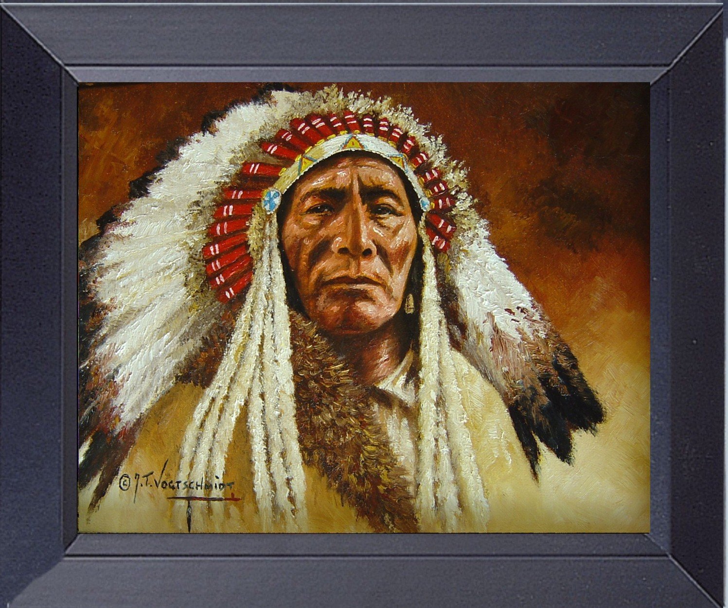 Native American Indian Big Springs Blackfoot Chief Framed