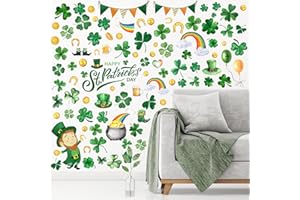 Glenmal 77 Pcs St. Patrick's Day Wall Clings Stickers Lucky Shamrock Clover Leprechaun Decals Wall Decals Stickers for St. Patrick's Day Party Wall Window Glass Door Decoration (Hat)
