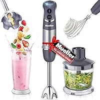 Mueller Smart Stick 800W, 12 Speed and Turbo Mode, 3-in-1, Heaviest Duty Copper Motor Immersion Blender, Titanium Steel Blade