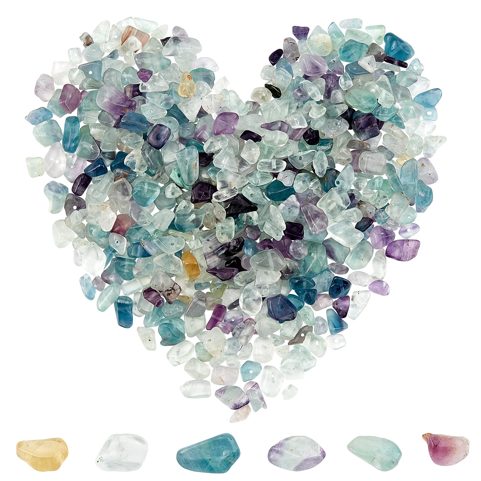 SUNNYCLUE 400pcs Genuine Fluorite Chips 5-8mm Long Fluorite Tumbled Chips Irregular Chip Stone Beads Gemstone Semi Precious for DIY Jewellery Making Bracelet Necklace, 182g