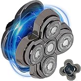 Magnetic Head Shaver Replacement Heads, 5 Double Ring Waterproof Rotary Razor Blades for Bald Men Compatible with Freebird wyklaus shpavve(Silver) (silver5D)