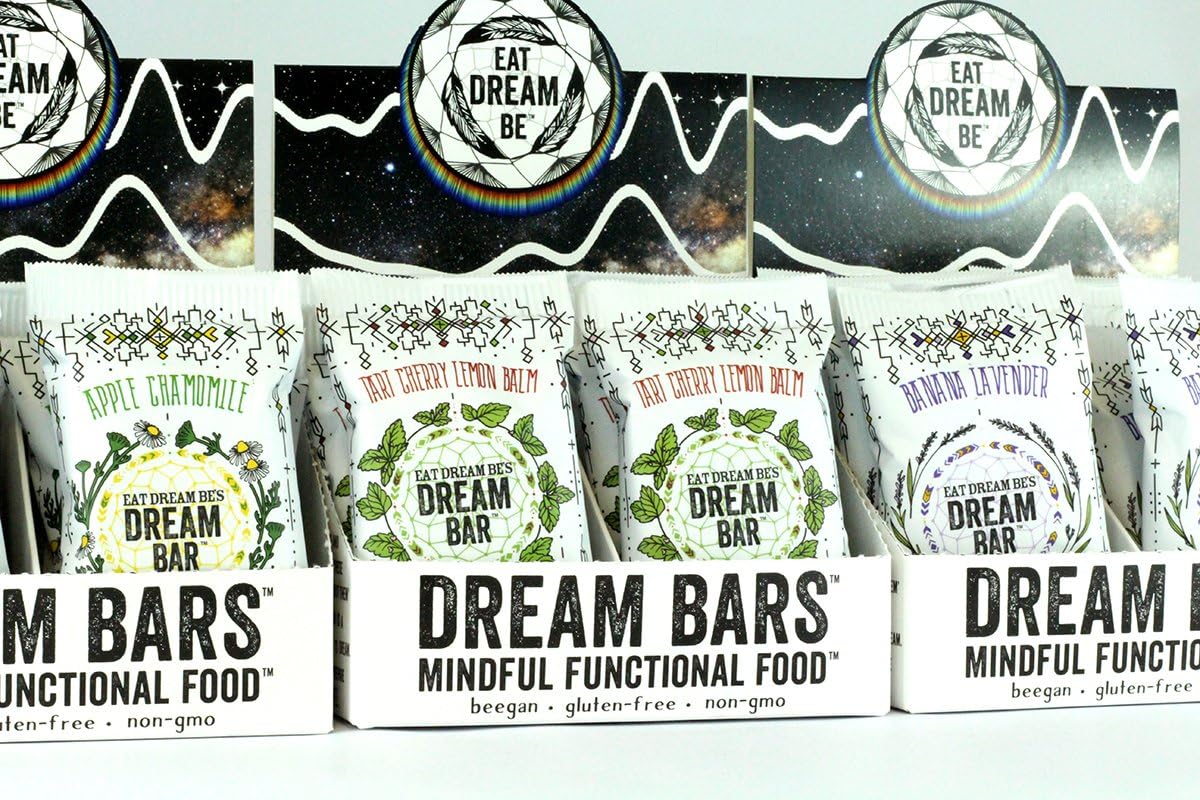 DREAM BARS - Relaxing Nutritional Snack Bars with Dream Herb Teas, Organic & Gluten Free Ingredients Promoting Calm, Focus, Sleep and Lucid Dreaming - (Mixed Flavor Taster, 12 Pack)