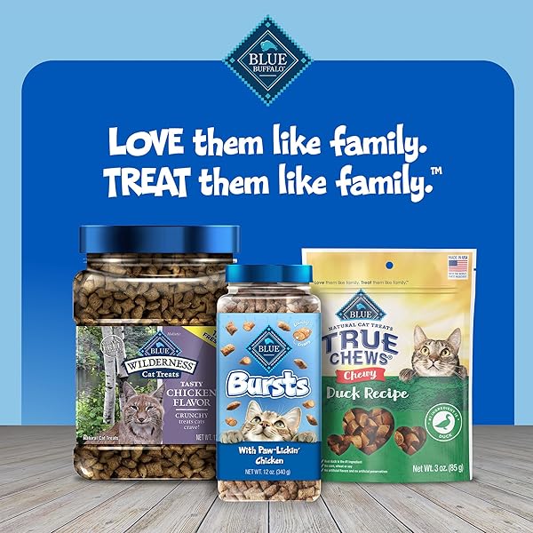 BLUE BUFFALO BURSTS CRUNCHY & CREAMY CAT TREATS, GREAT FOR TRAINING, PAW-LICKIN’ CHICKEN, 12-OZ. TUB