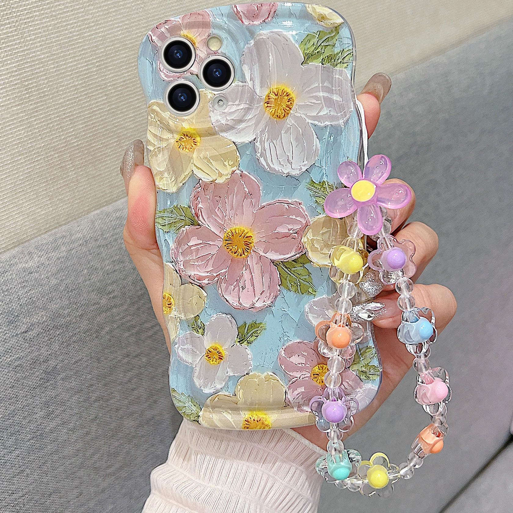 for iPhone 11 Pro Curly Wavy Case, Cute Colorful